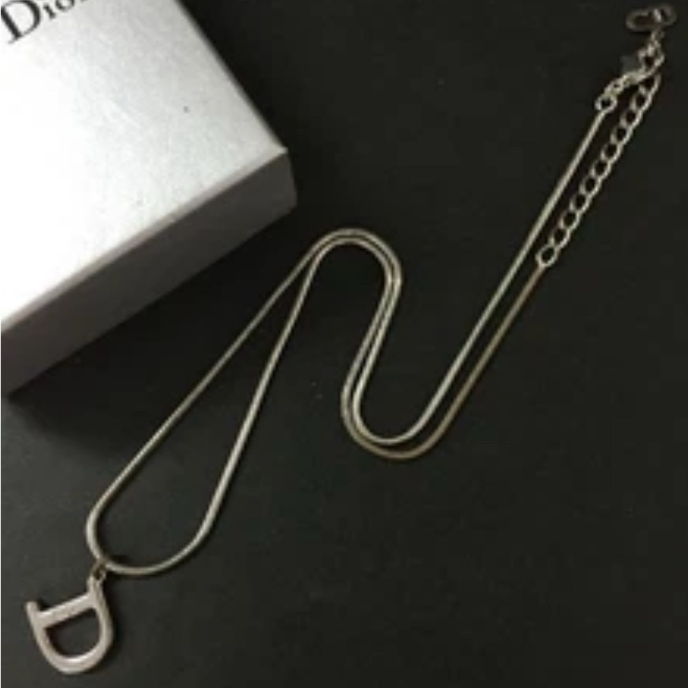 Dior Metallic Necklace with Iconic D Charm